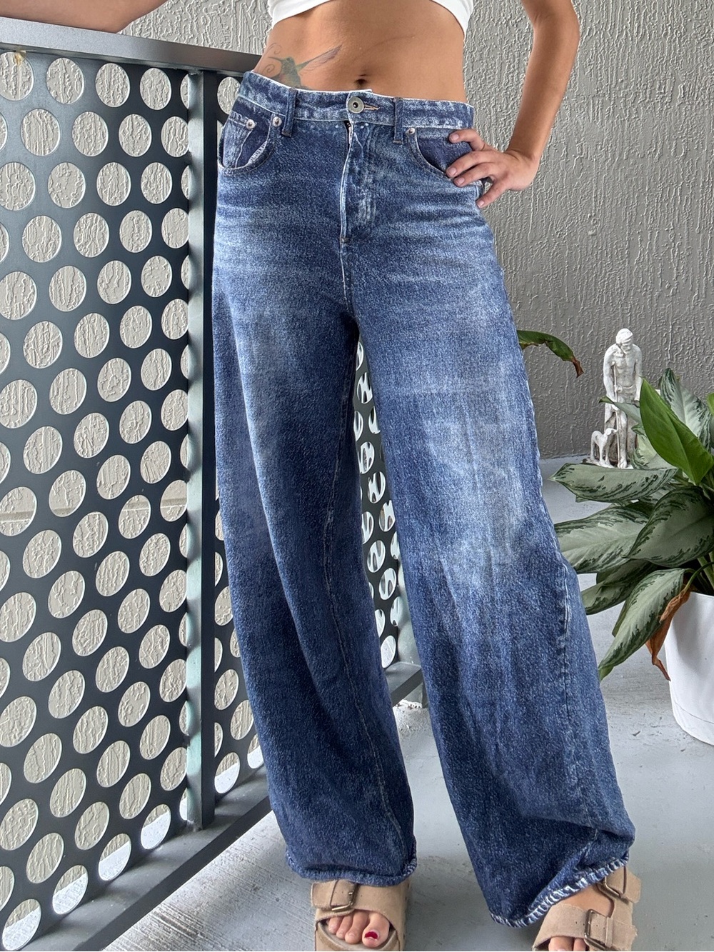 Boutique Soft Denim-Look Jogger Jeans | Size 26 | Ultra-Soft Knit Pull-On Pants